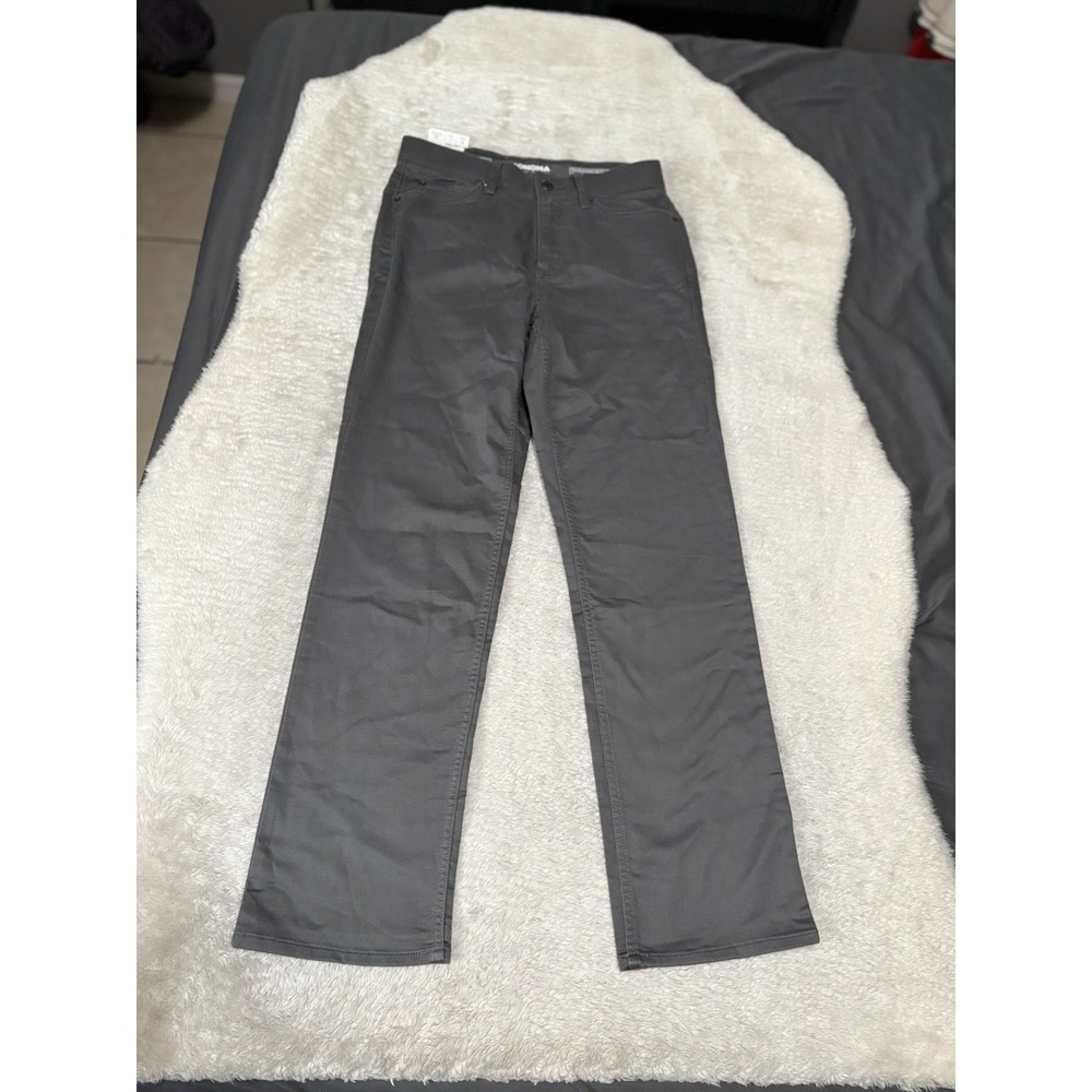 Sonoma Everyday All Day‎ Pants Mens 29x30 Gray Straight Fit Flexwear Waist NEW